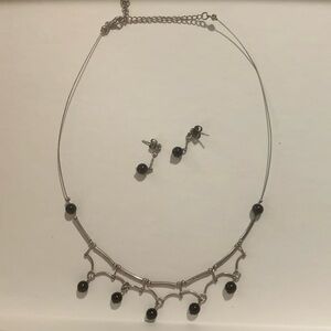 Black and Silver Necklace and earrings